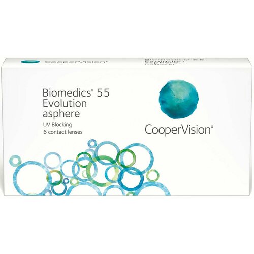 фото Контактные линзы CooperVision Biomedics 55 Evolution Asphere UV, 6 шт., R 8,6, D -0,5, прозрачный, 1 уп.