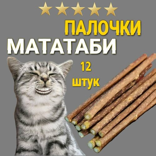 фото Игрушка для кошек Палочки мататаби , с эффектом кошачьей мяты . Лакомство для чистки зубов 12 штук в упаковке.