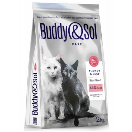 фото Сухой корм для взрослых стерилизованных кошек Buddy&Sol Adult Sterilized, с индейкой и говядиной, 2 кг