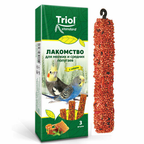 фото Triol Standard лакомство для мелких и средних попугаев с мёдом - 80 г (3 шт)