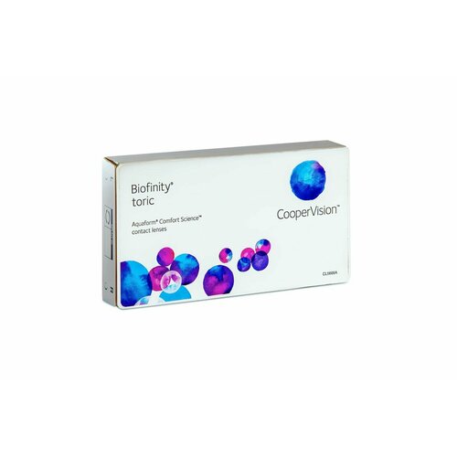 фото Контактные линзы CooperVision Biofinity Toric., 3 шт., R 8,7, D +2, CYL: -1,75, AХ: 130, бесцветный, 1 уп.