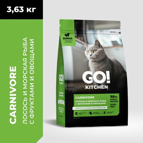 фото GO! Kitchen Carnivore Grain Free - Беззерновой корм для котят и кошек с чувствительным пищеварением, с лососем и морской рыбой (3,63 кг)