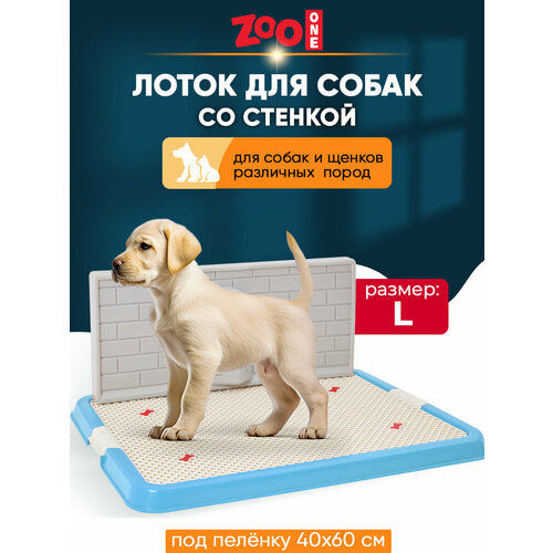 фото Туалет для собак ZooOne Со стенкой большой 67х52х7 см 1 шт. 1 шт. 67 см 52 см 7 см синий