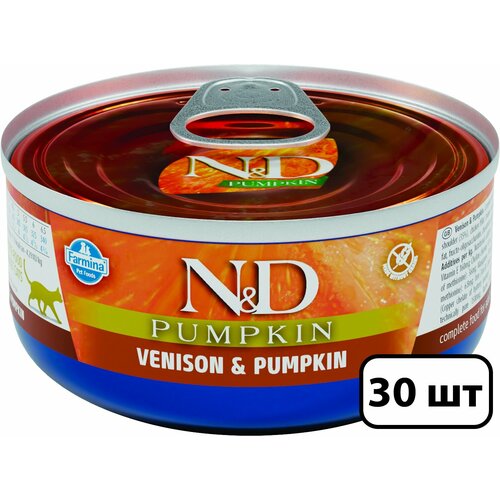 фото Farmina N&D Pumpkin влажный корм для кошек, оленина с тыквой (30шт в уп) 70 гр