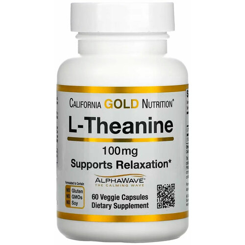 фото California Gold Nutrition L-Theanine AlphaWave вег. капс., 100 мг, 60 г, 60 шт.