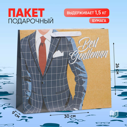 фото Пакет подарочный «Best gentleman», M 30 х 25.5 х 9 см