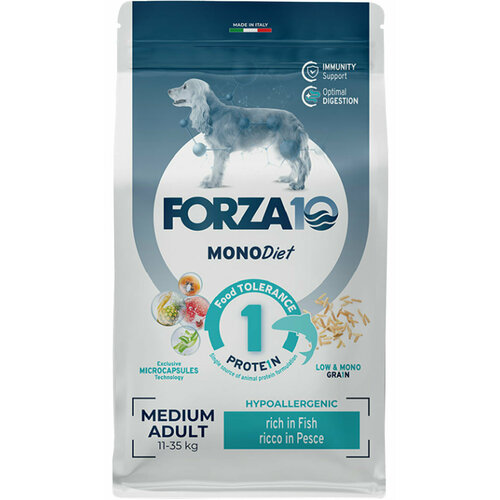 фото FORZA10 DOG MEDIUM MONODIET монобелковый для взрослых собак средних пород при аллергии с рыбой (1,5 кг х 6 шт)