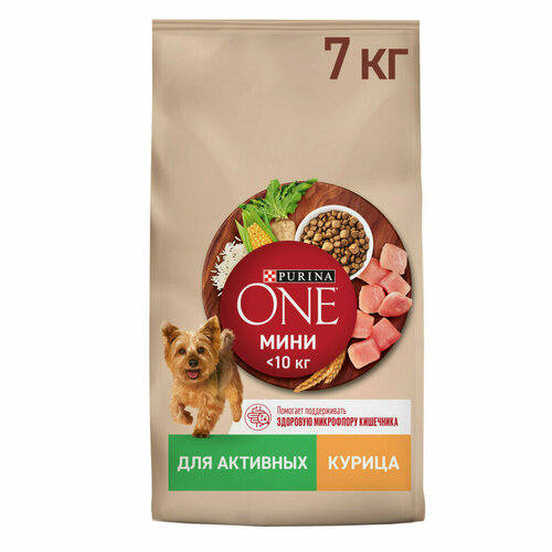 фото Purina One Мини сухой корм для активных взрослых собак мелких пород, с высоким содержанием курицы и рисом - 7 кг