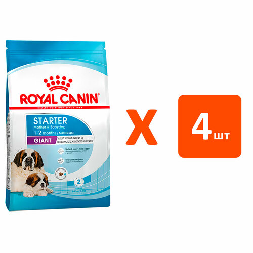 фото ROYAL CANIN GIANT STARTER для щенков крупных пород до 2 месяцев, беременных и кормящих сук (4 кг х 4 шт)