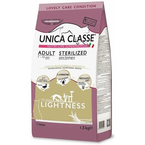 фото UNICA Adult Sterilized Lightness Сухой корм для стерилизованных кошек, с уткой, 1,5 кг