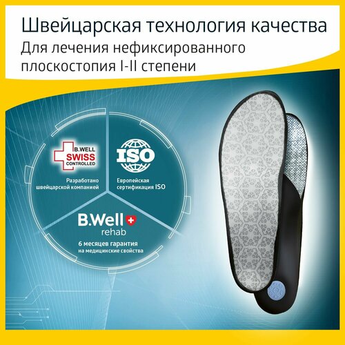 фото B.Well Стельки ортопедические FW-607 , р-р: 46, 30.4 см, цвет: серый/черный