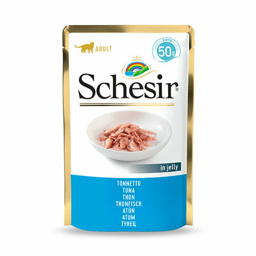 фото Schesir Cat Adult влажный корм для взрослых кошек с тунцом в желе в паучах - 50 г х 30 шт