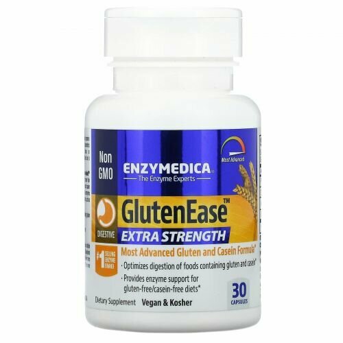 фото Enzymedica, GlutenEase Extra strenght, Ферменты для переваривания глютена с повышенной силой действия, 30 капсул