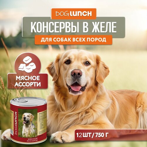 фото Влажный корм для собак Dog Lunch мясное ассорти 1 уп. х 12 шт. х 750 г