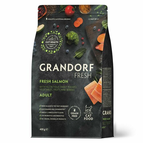 фото GRANDORF Fresh Cat ADULT Salmon&Sweet Potato (Свежее филе лосося с бататом для кошек) 400 г