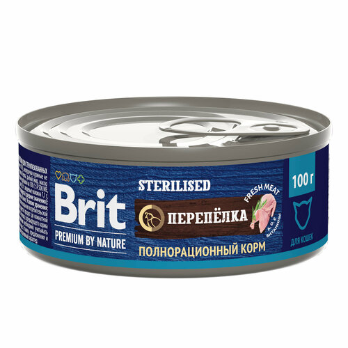 фото Влажный корм для стерилизованных кошек Brit Premium by Nature с мясом перепелки 6 шт х 100г