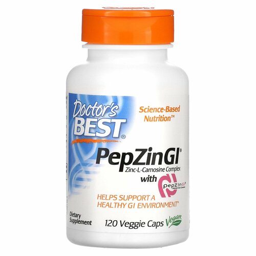 фото Doctor's Best, PepZin GI, комплекс цинк-L-карнозина, 120 вегетарианских капсул