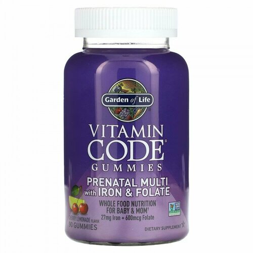 фото Garden of Life, Vitamin Code, жевательные таблетки для беременных, мультивитамины с железом и фолатом, вишневый лимонад, 90 жевательных таблеток