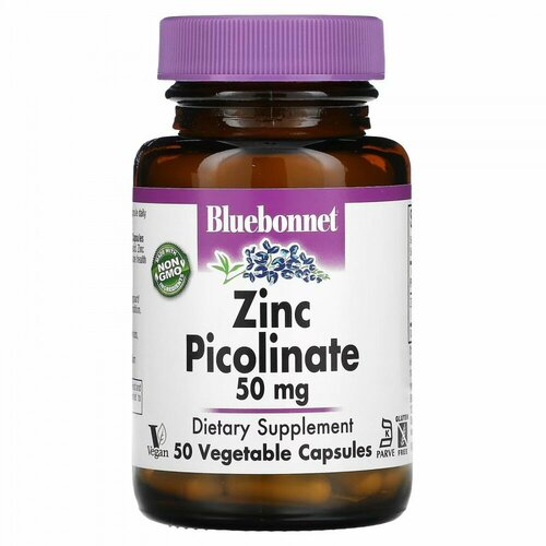 фото Bluebonnet Nutrition Zinc Picolinate 50 мг 50 растительных капсул / Пиколинат цинка