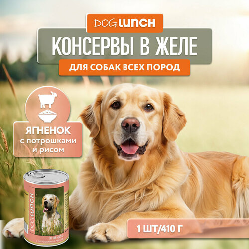 фото Корм влажный DOG LUNCH ягненок с потрошками и рисом в желе для собак (410г)