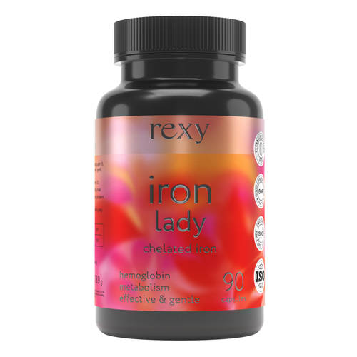 фото Железо Бисглицинат Iron lady rexy 90 капсул биодоступное, комплекс витаминов для женщин, БАД для волос, сердца и сосудов повышает гемоглобин