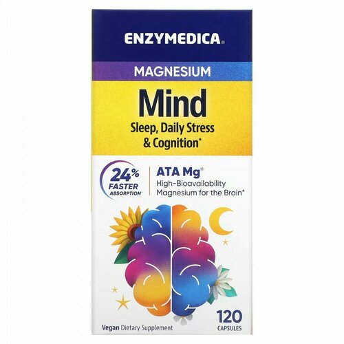 фото Магний Enzymedica для поддержки когнитивных функций Magnesium Mind, 120 капсул