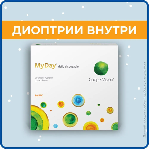 фото Контактные линзы CooperVision MyDay daily disposable, 90 шт., R 8,4, D -1,75, прозрачный, 1 уп.