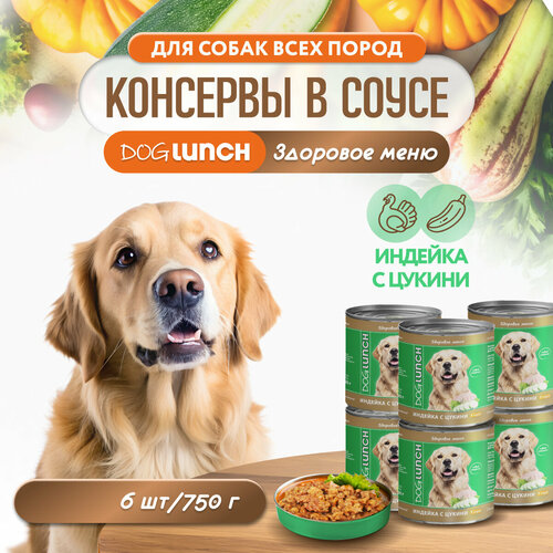 фото Корм влажный DOG LUNCH индейка и цукини в соусе для собак (6шт x 750г)