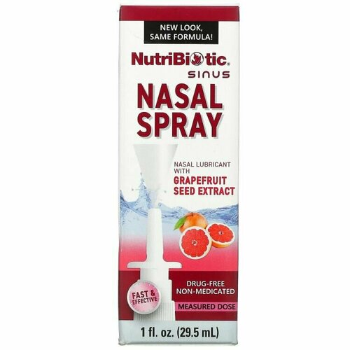 фото NutriBiotic, Nasal Spray, Назальный спрей для носа, с экстрактом семян грейпфрута, 1 жидкая унция (29,5 мл)