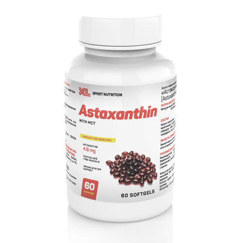 фото Астаксантин 240% XL Astaxanthin with MCT, 60 капсул, комплекс для иммунитета