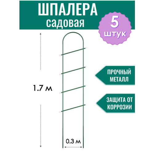 фото Шпалера металлическая Лесенка h-1.7 м, трубка d10 мм в ПВХ оболочке (по 5 штук в упаковке)