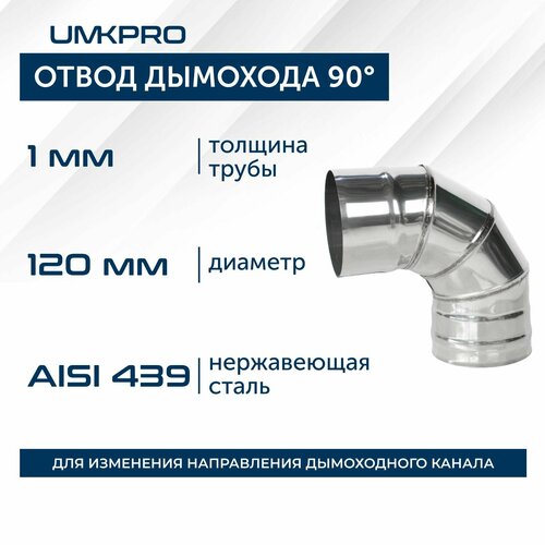 фото Отвод 90*, ф 120, AISI 439/1,0мм, тип-2