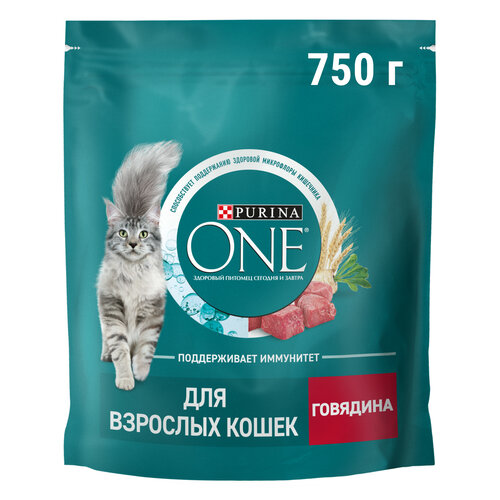 фото Сухой корм Purina ONE® для взрослых кошек с говядиной 750 г