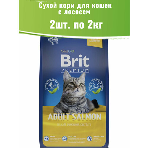 фото Brit Premium 2шт по 2кг Cat Adult Salmon корм для кошек с лососем