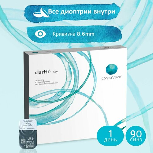 фото Контактные линзы CooperVision Clariti 1 day, 90 шт., R 8,6, D -0,5, 1 уп.