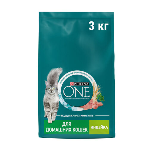 фото Сухой корм Purina ONE® для взрослых кошек, живущих в домашних условиях, с индейкой 3 кг