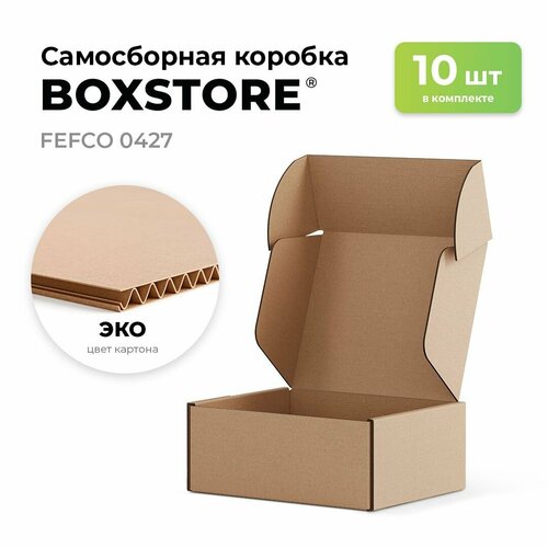 фото Самосборные картонные коробки BOXSTORE 0427 T24E МГК цвет: эко/бурый - 10 шт. внутренний размер 22x18x9 см 22х18х9 см упаковка: коробка