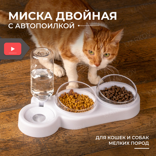 фото Миска для кошек собак животных, с автопоилкой 