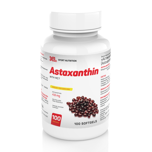 фото Астаксантин 240% XL Astaxanthin with MCT, 100 капсул, комплекс для иммунитета