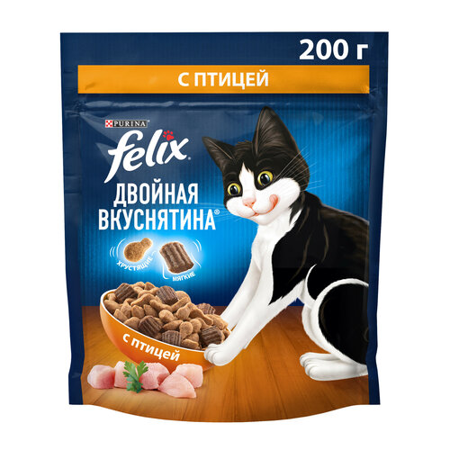 фото Сухой корм для кошек Felix Двойная вкуснятина, с птицей 200 г