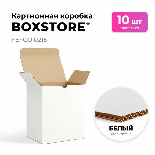 фото Самосборные картонные коробки BOXSTORE 0215 T24E МГК цвет: белый/бурый - 10 шт. внутренний размер 19x13x28 см 19х13х28 см упаковка: коробка