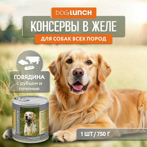 фото Влажный корм для собак Dog Lunch говядина, рубец, печень 1 уп. х 1 шт. х 750 г