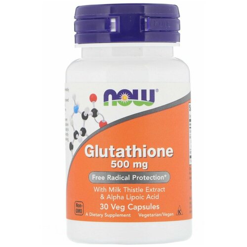 фото NOW Glutathione, Глутатион 500 мг, 30 капсул