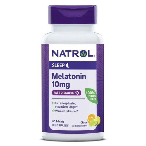 фото Melatonin Fast Dissolve таб., 10 мг, 50 г, 60 шт., цитрусовый