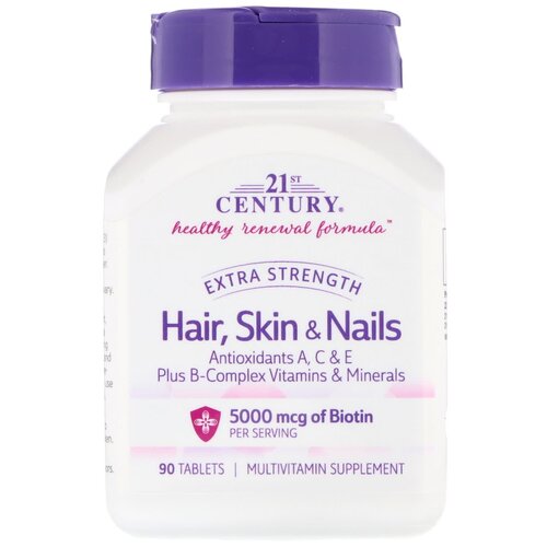 фото Таблетки 21st Century Hair, Skin & Nails, 100 г, 90 шт.