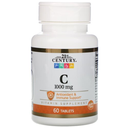 фото Таблетки 21st Century Vitamin C 1000 мг, 0.2 г, 235 мл, 1000 мг, 60 шт.