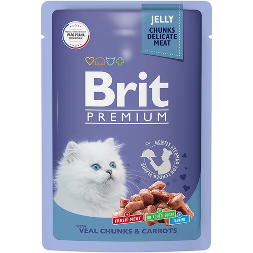 фото Brit Premium Пауч для котят телятина и морковь в желе 85г