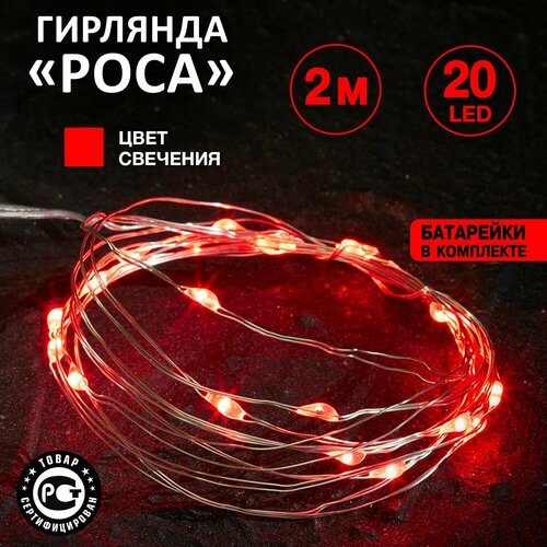 фото Гирлянда NEON-NIGHT 303-002, 1 шт. в наборе, 2 х 0.2 х 0.04 м, 0.04 х 0.2 м, 20 ламп, красный