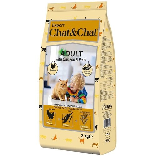 фото Корм сухой Chat&Chat Expert Premium для взрослых кошек с курицей и горохом 2 кг