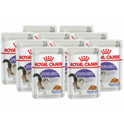 фото ROYAL CANIN STERILISED для взрослых кастрированных котов и стерилизованных кошек в желе пауч 85 гр 85 гр х 10 шт